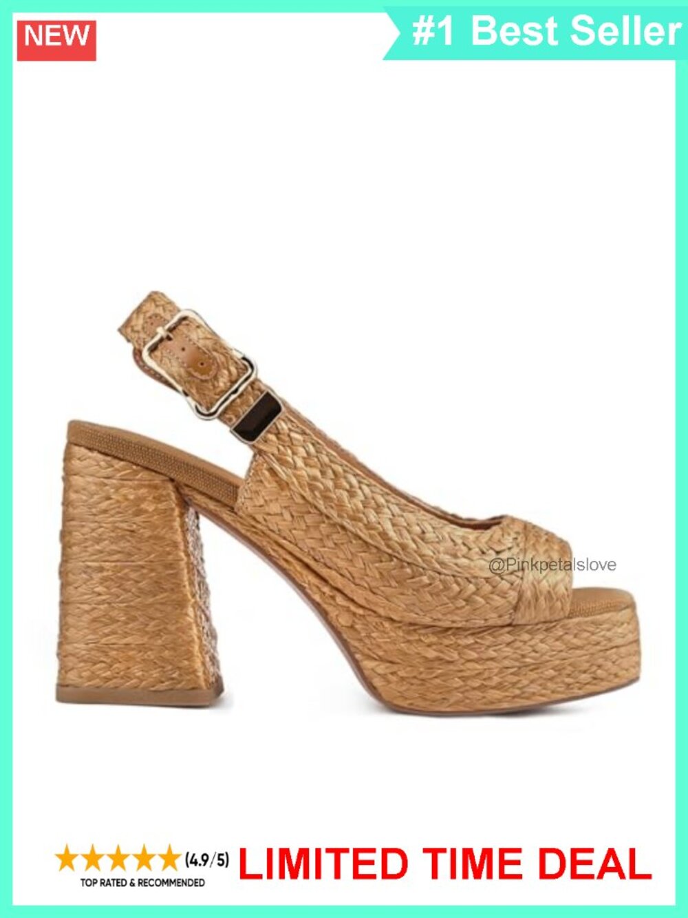 Retro Woven Platform Sandals Chunky Block Heel Peep Toe Slingback